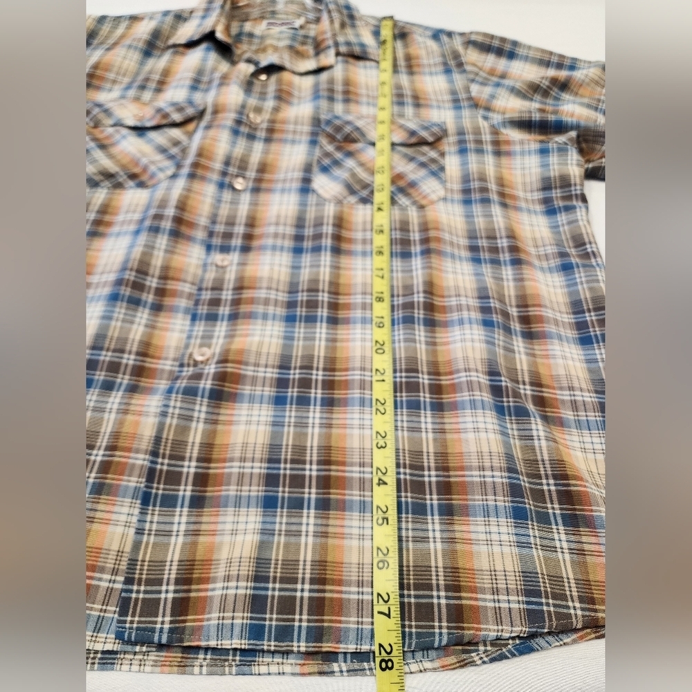 Big Mac Men's Plaid Blue & Brown Shirt Short Sleeve Front Pocket, sz XL - Picture 5 of 8